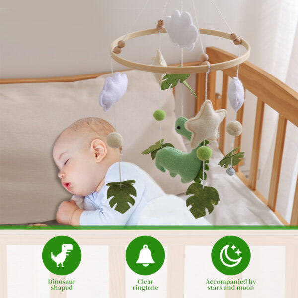 Newborn Soothing Forest Dinosaur Bed Bell Pendant - Image 3